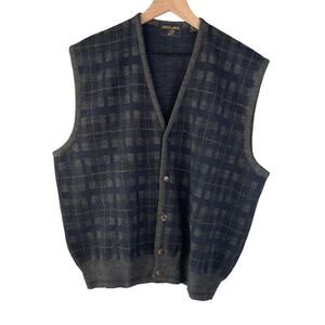 Amherst and Brock Sweater Vest Men Gray Navy GrandpaCore Sleeveless Academia